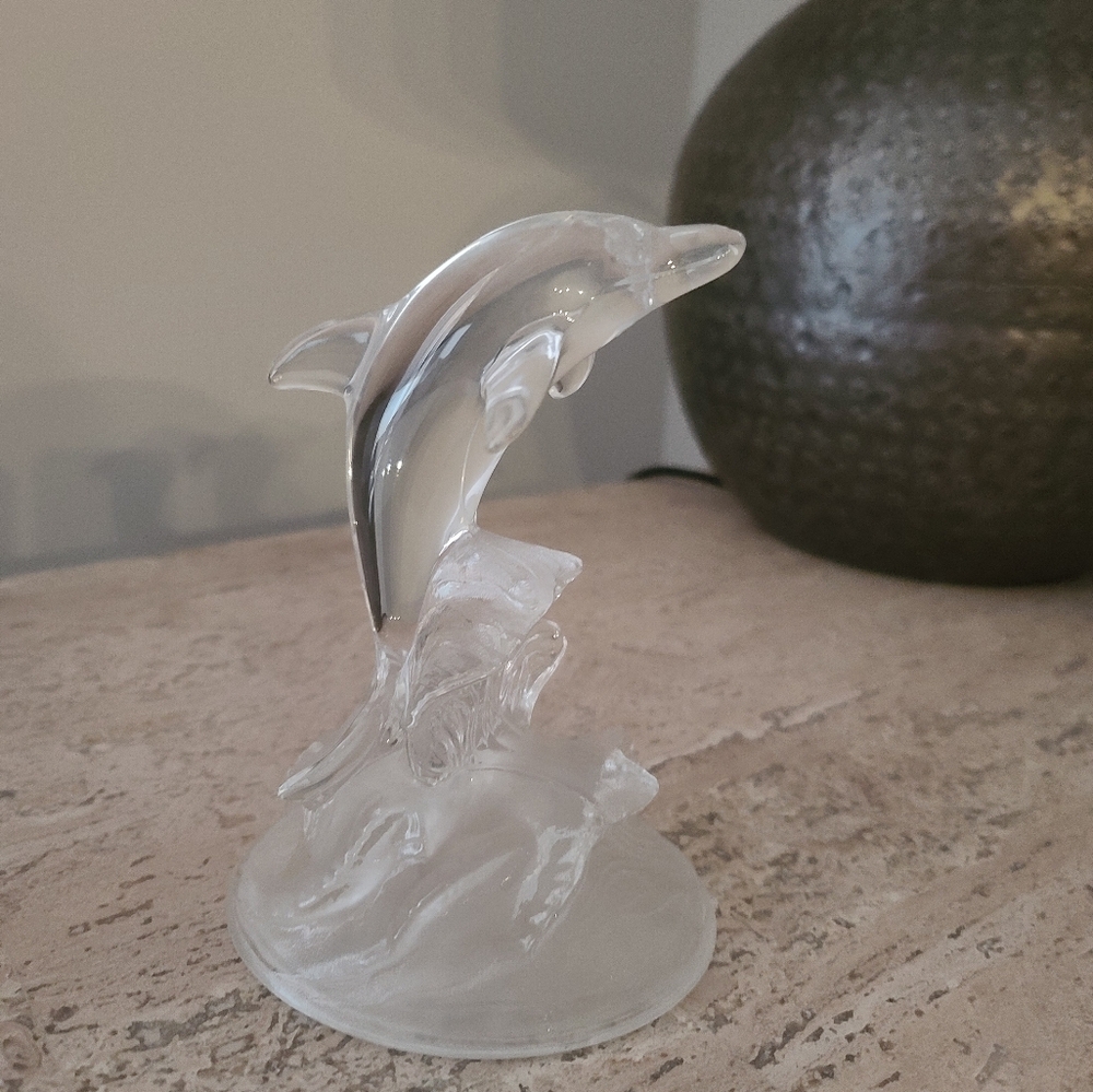 Elegant Glass Dolphin Figurine